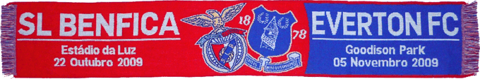Cachecol Cachecis Benfica Everton Liga Europa 2009-2010
