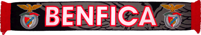 Cachecol Benfica Fundo Negro guia Cinza