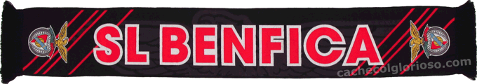 Cachecol SL Benfica Fundo Negro Riscas Diagonais