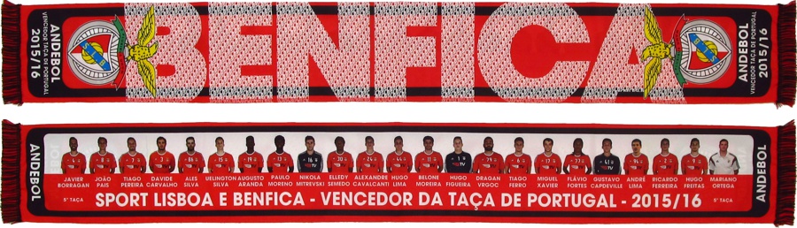 cachecol benfica andebol vencedor taca portugal 2105-16 atletas