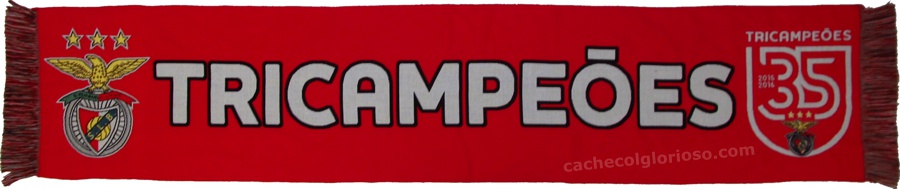 cachecol benfica tricampeoes 35 mega