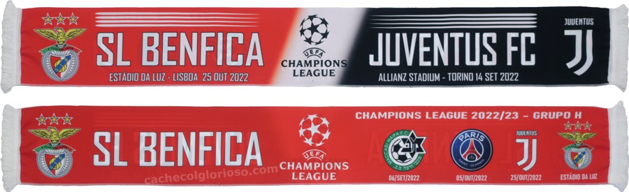 cachecol benfica juventus grupo liga campeoes 2022-23
