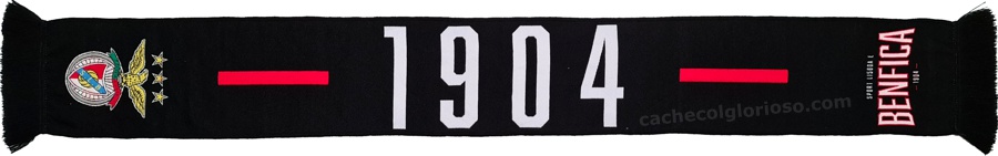 cachecol benfica 1904 preto letras brancas oficial 2024-25 lj08835