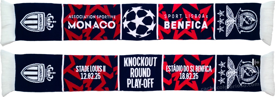 cachecol benfica monaco liga dos campeoes 2024-25