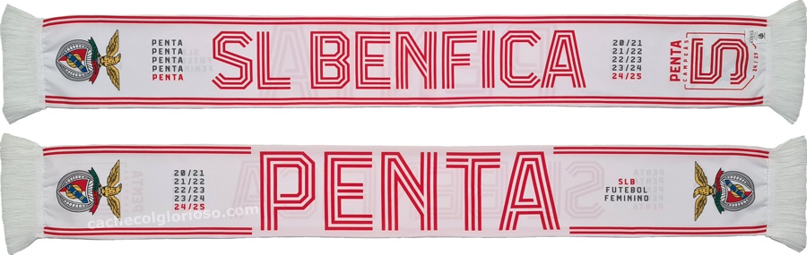 cachecol sl benfica pentacampeas futebol feminino 2024-25