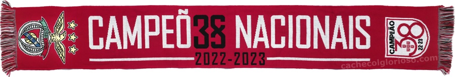 cachecol benfica 38 campeoes nacionais futebol 2022-23