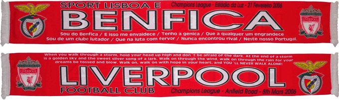 Cachecol Cachecis Benfica Liverpool Champions League 2005 2006