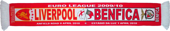 Cachecol Benfica Liverpool liga europa 2009/10