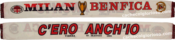 Cachecol Benfica AC Milan Final Campees Europeus 1989-90