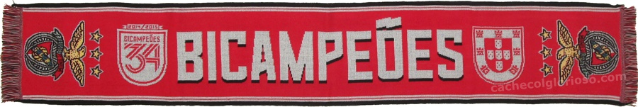 cachecol benfica bicampeoes 34 vermelho escudo