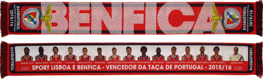 cachecol benfica basquetebol vencedor taa de portugal 2015-16